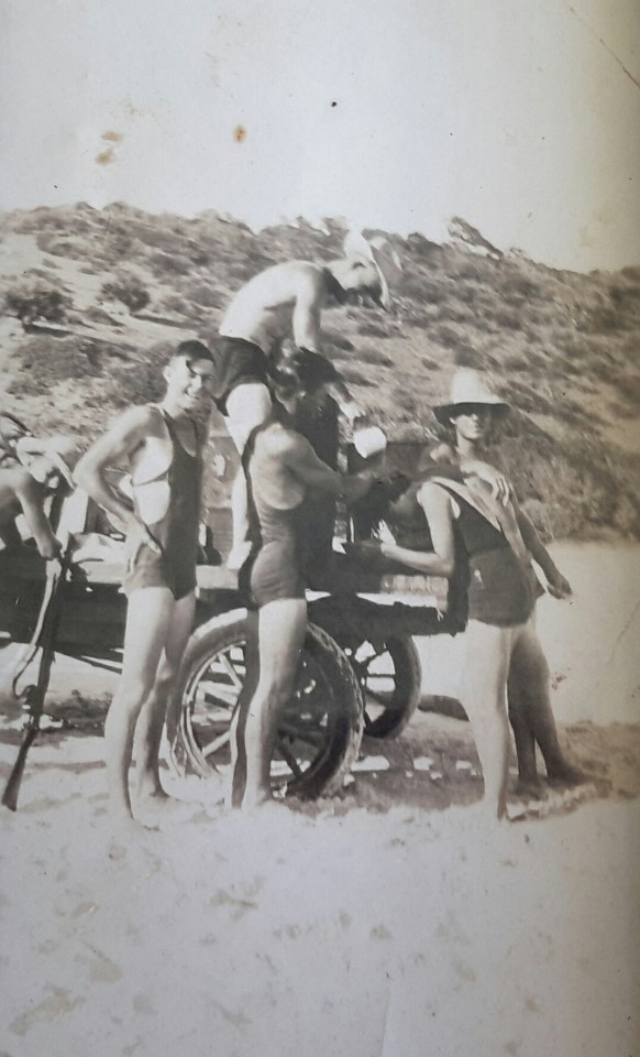 Henry “Chookie” Mallet with his truck and friends. Walter Mallet, Jack Dun, Henry Mallet washing Ruby Compton’s hair, Bill Ross at Double Island