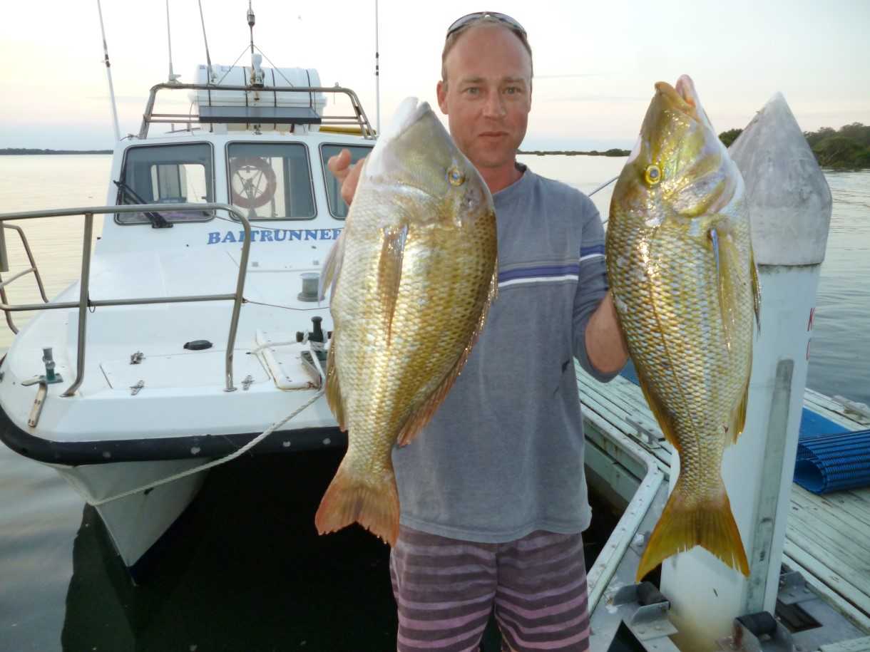 New owner Mat Cooper with a sweetlip duo