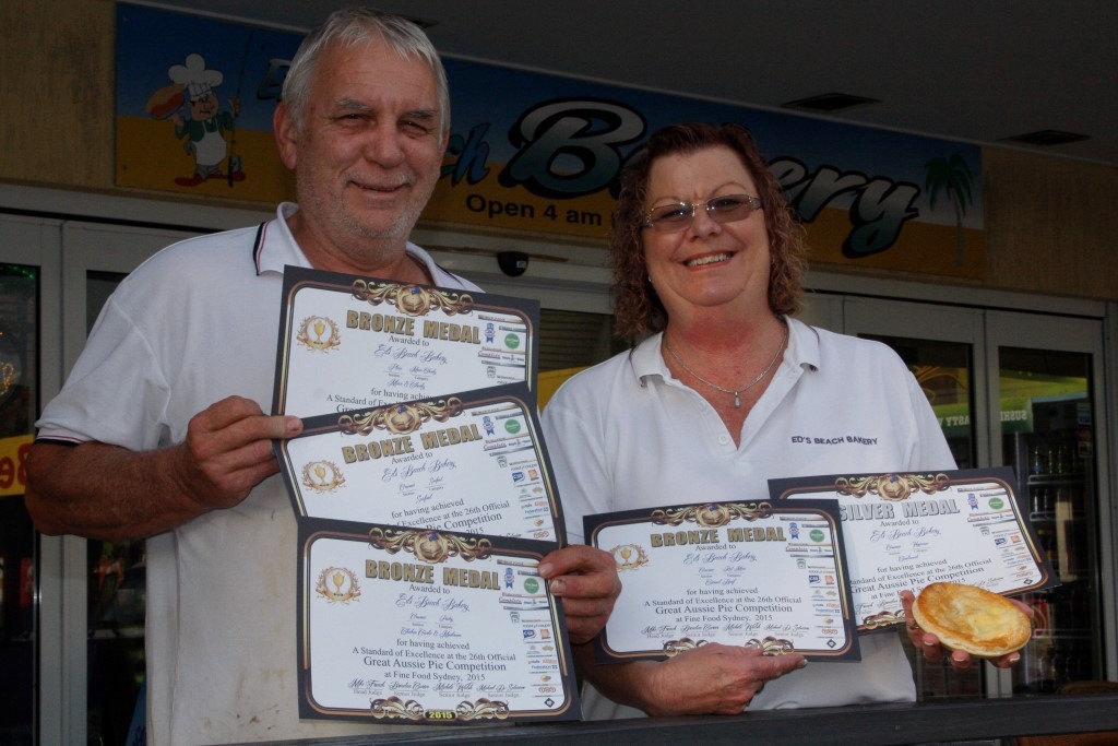 Rod and Sharon Parker from Ed's Beach Bakery show off their awards for excellent pies!