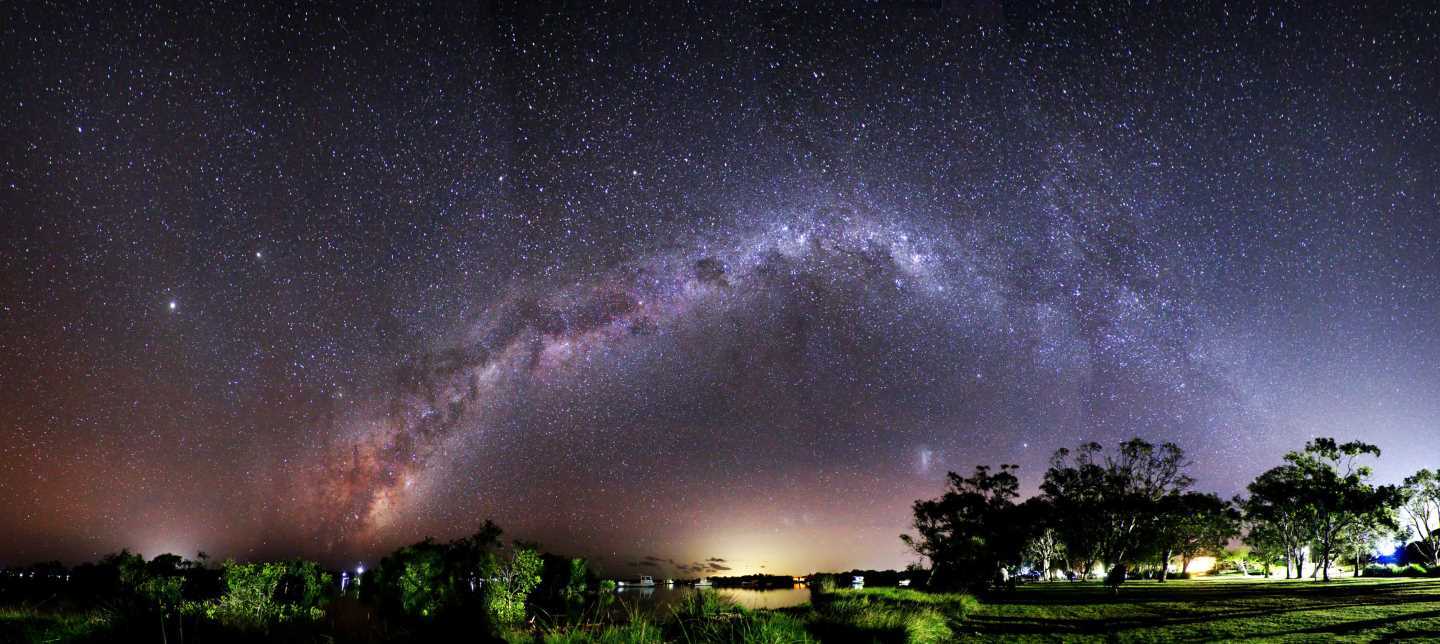 Milky Way panorama over Tin Can Bay Image Julie Hartwig Photography