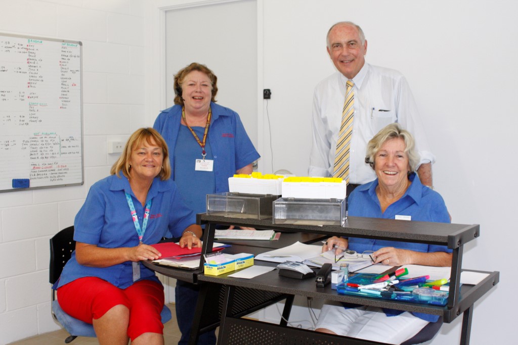 Deputy Prime Minister Warren visited office volunteers Merle Lehmann, Sharon Somerville and Carol Crosbie when he opened the new building last month 