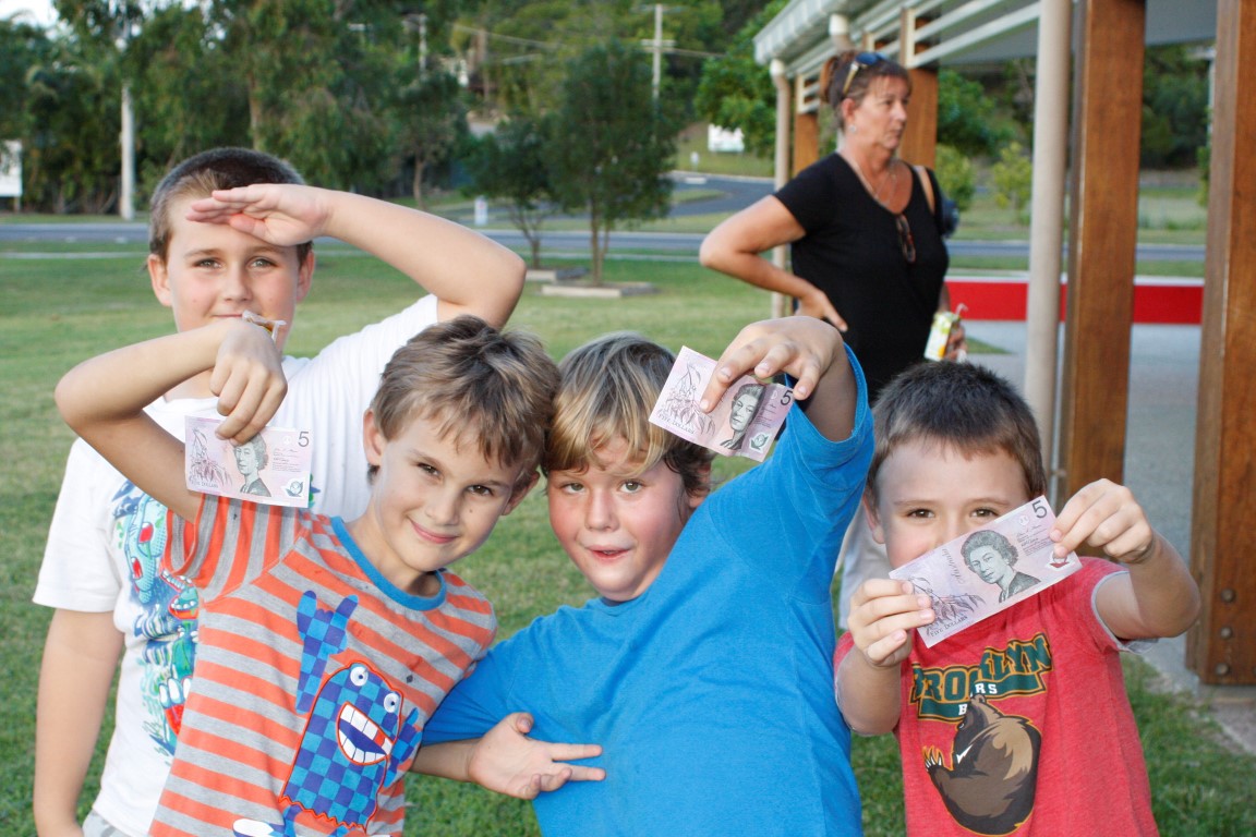 Winners (and the youngest team) Aiden, Alex, Jim and Connor show off their spoils