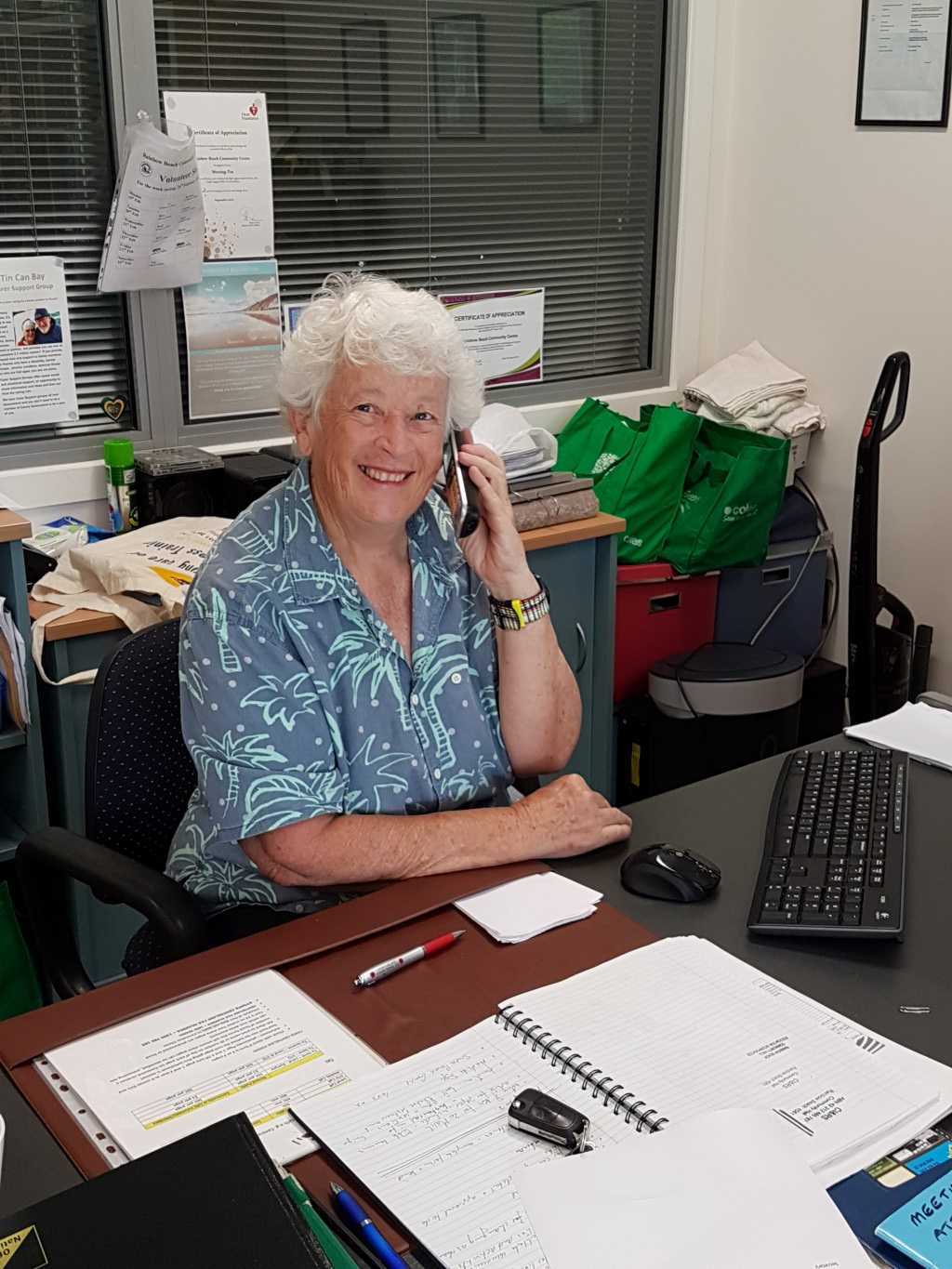 Carmel Darcey, one of the enthusiastic volunteers at the Rainbow Beach Community Centre, invites you to join them in providing services to the community