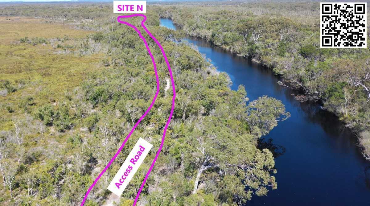 The glamping site on the Noosa River near canoe camp 3. The site will contain six glamping tent structures, communal eating a