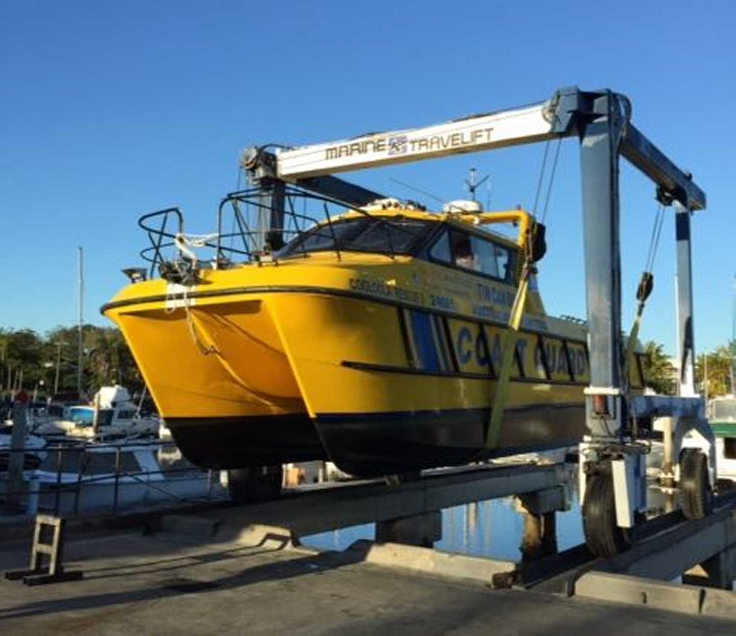 Coastguard - Cooloola Rescue III out of the water for the engines and sterndrives servicing 