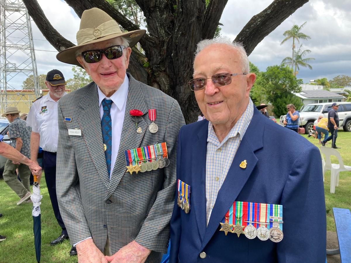 Tom Kelly with member Arthur Leggo in Tin Can Bay on Remembrance Day