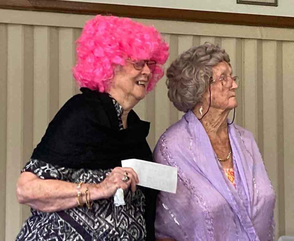 Val McClurg and Judy Kiddle presented a skit at the Probus changeover luncheon