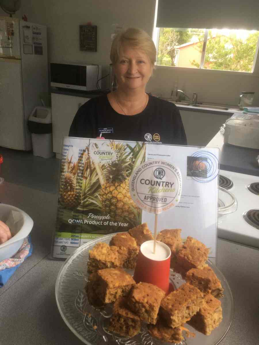 Gabriella with our Country Kitchen recipe she made - carrot and pineapple cake YUM