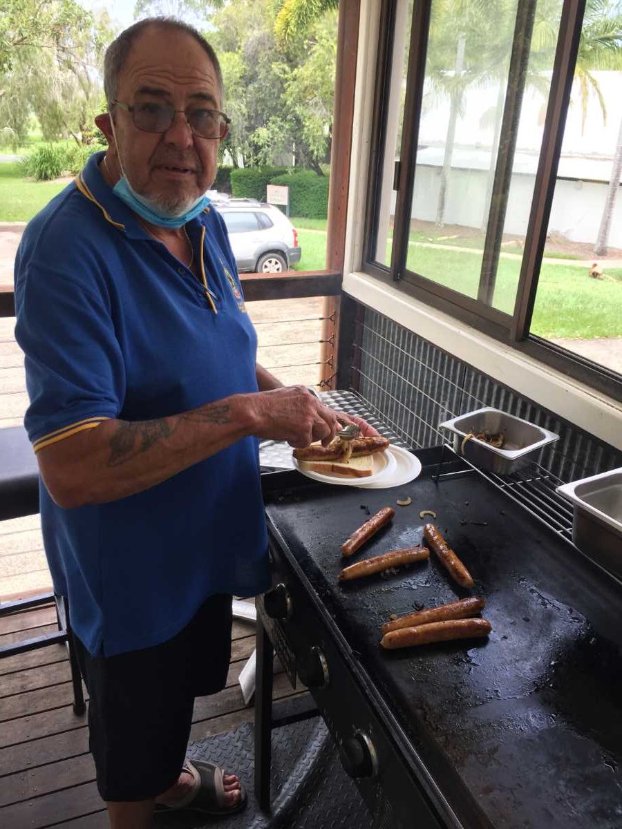 TCB RSL - Wellbeing Officer, Terry Giles, cooking up a storm at our monthly drop-in sausage sizzle
