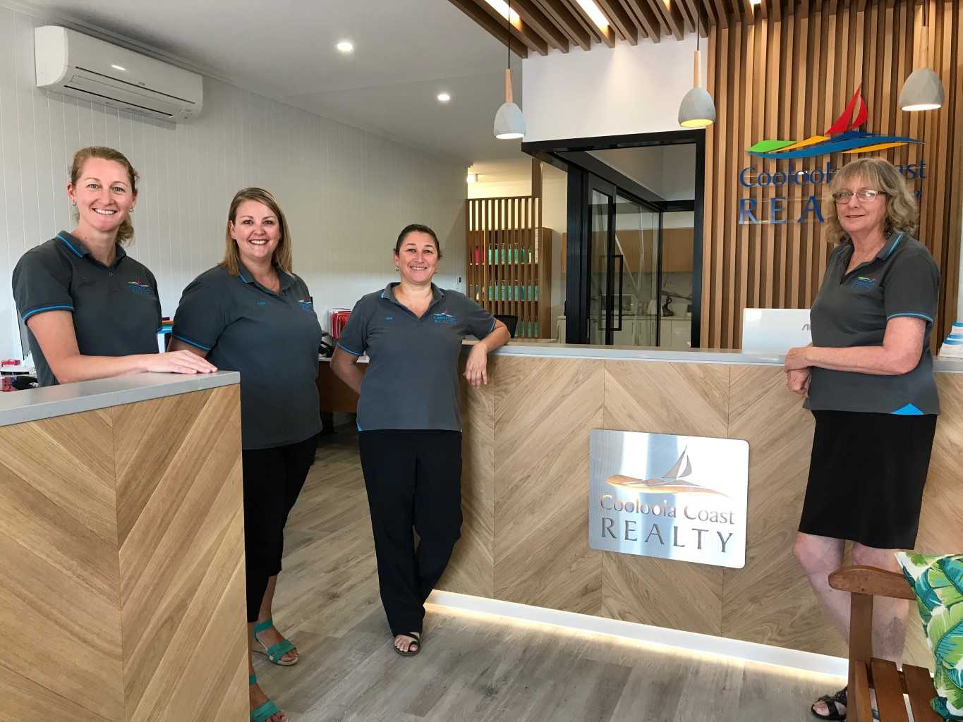 Cooloola Coast Realty team, Dee White, Katie Winzar, Kim McIlroy and Christine Druitt are enjoying their brand new office in
