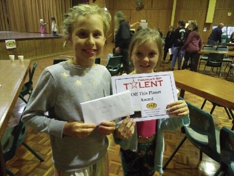 Cooloola's Got Talent Hannah Bradley and Xanthe-leigh Sheridon with their prize