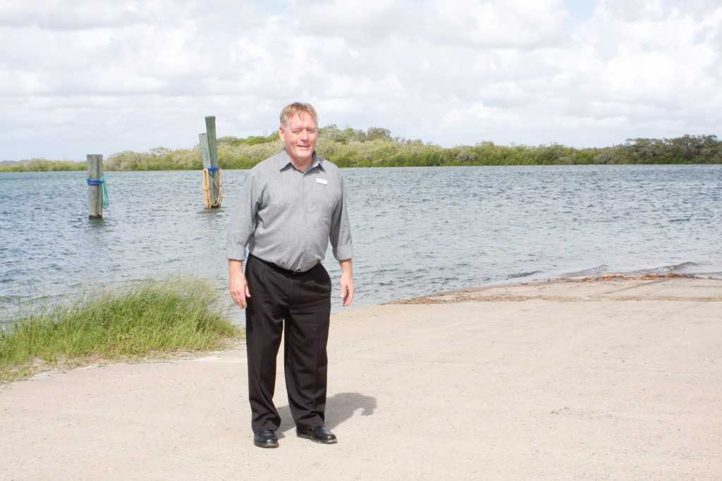 Cr Mark McDonald at site of  Bullock Point Boat Ramp