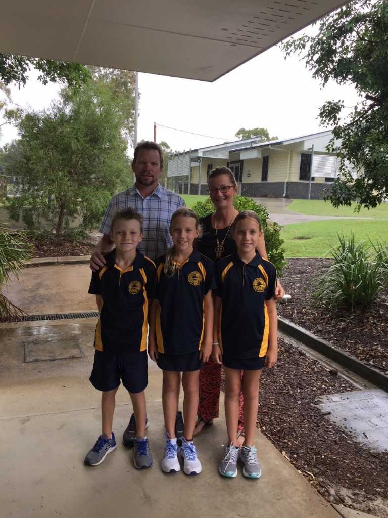 Rainbow Beach State School Principal Danny Stanieg, wife Christine and kids, Jonah, Ava and Meckenzie