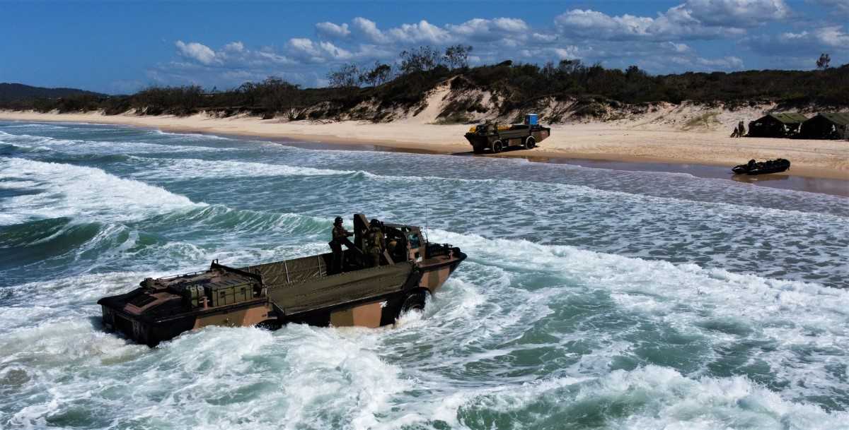 The amphibious LARC-V in action on our local beach