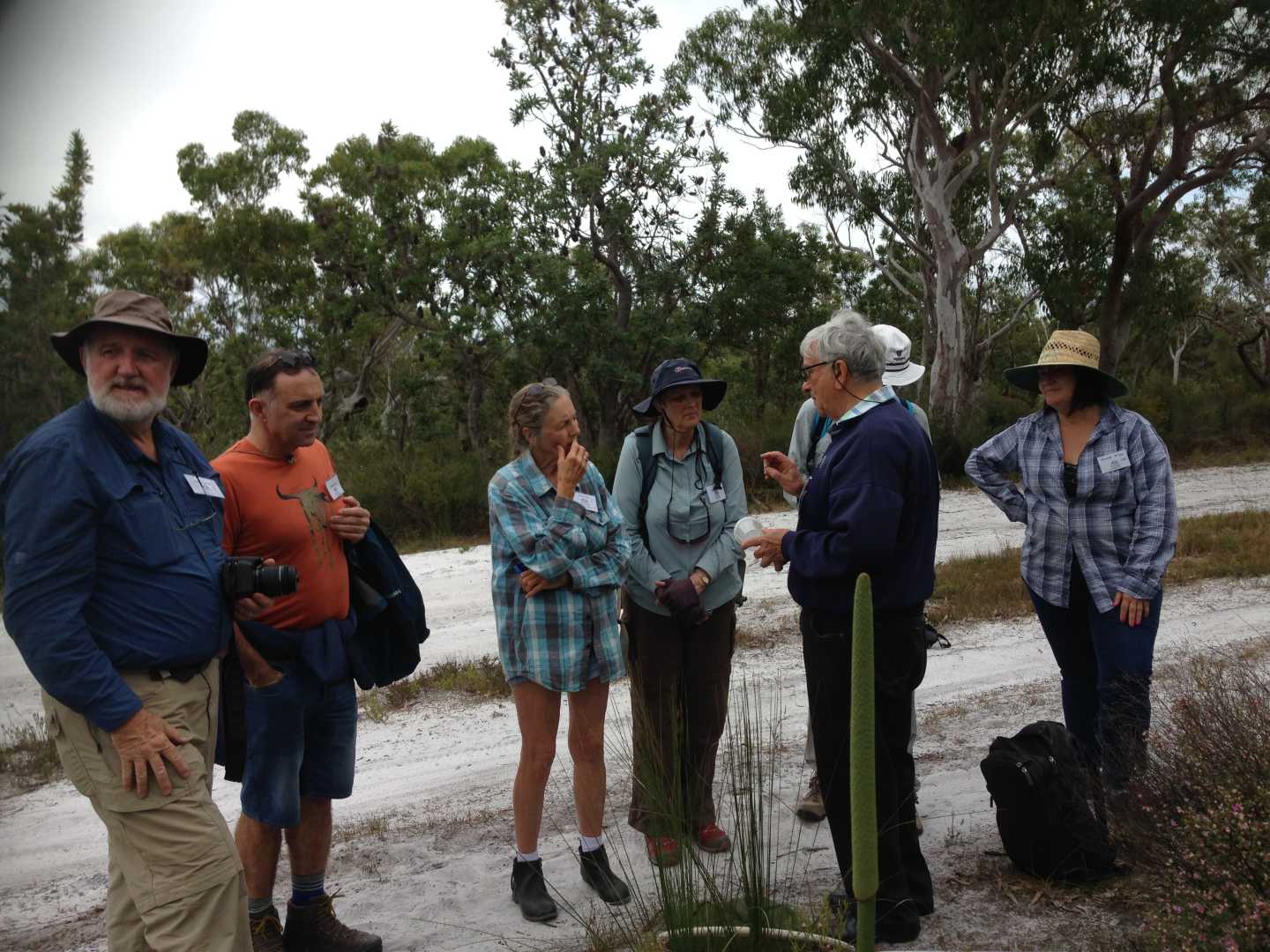 Dr. Don Sands from CSIRO, Shelley Gage and other BioBlitzers after capturing his specimen of the Boronia moth