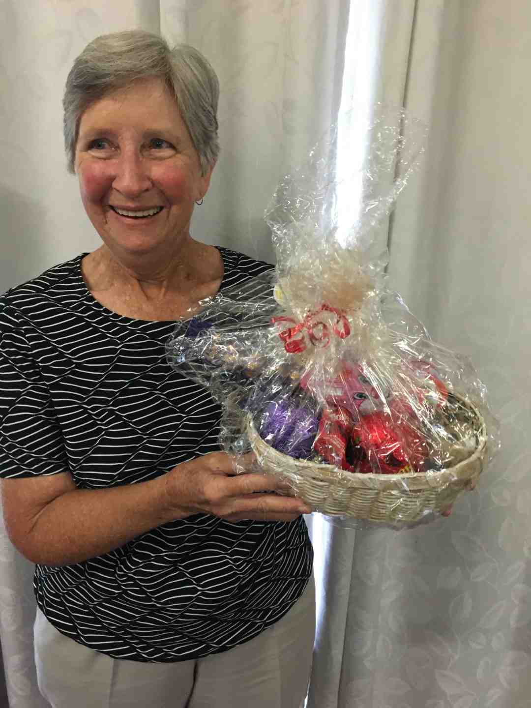 Jean won a basket of eggs at the CWA - more hampers are on offer for Easter