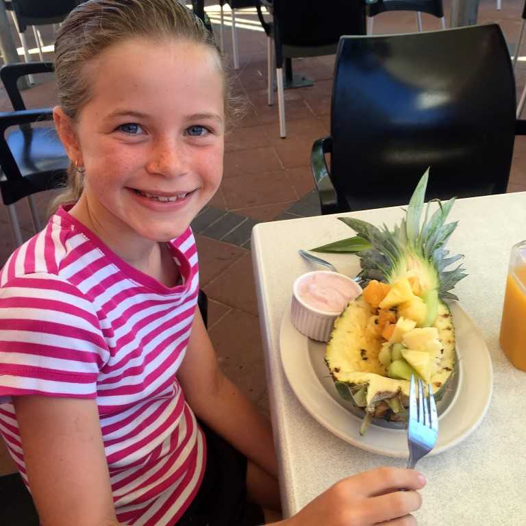 Make the most of of local eateries on the coast - last holidays Saachi Stiefler was spotted tucking into a beautiful tropical fruit salad from her parent’s Andy and Alison’s Coloured Sands Cafe 
