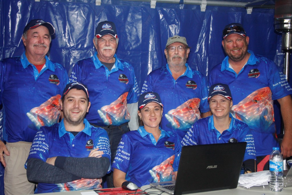 The fantastic weigh-in team with their bright shirts for the 2015 Classic
