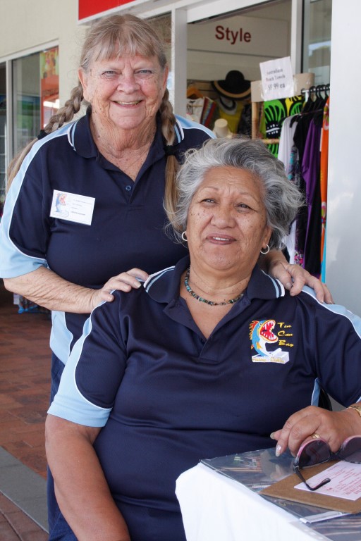 Larraine Goodwin and Barbara Bennett say there are plenty of prizes in the Fishing Club raffles 
