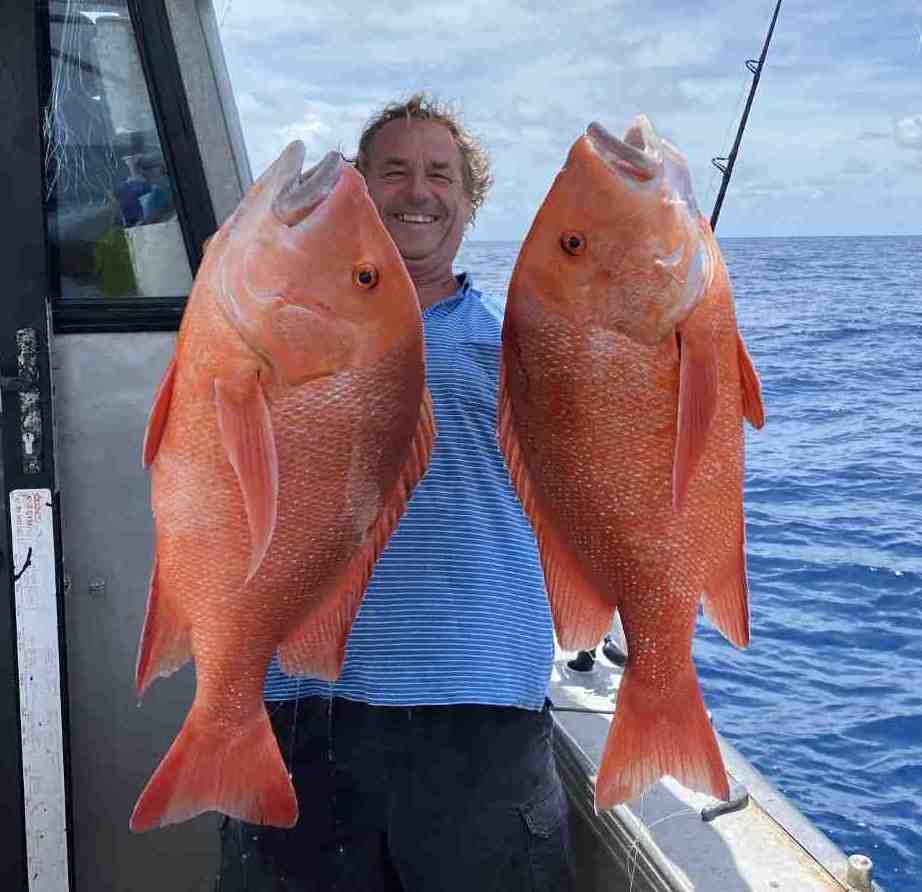 Sometimes even the skipper (Ed Falconer) gets lucky with a beautiful pair of Red Emperor