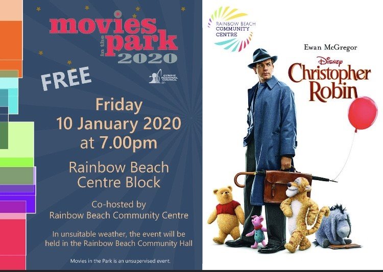 Enjoy Movies in the park at Rainbow Beach on Friday, January 10 at 7pm