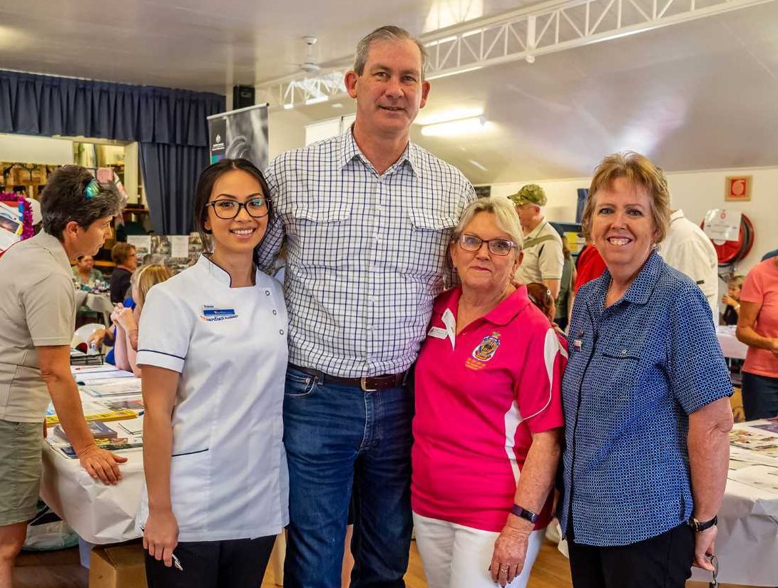 Mayor Mick Curran meets stallholders and visitors at the info day