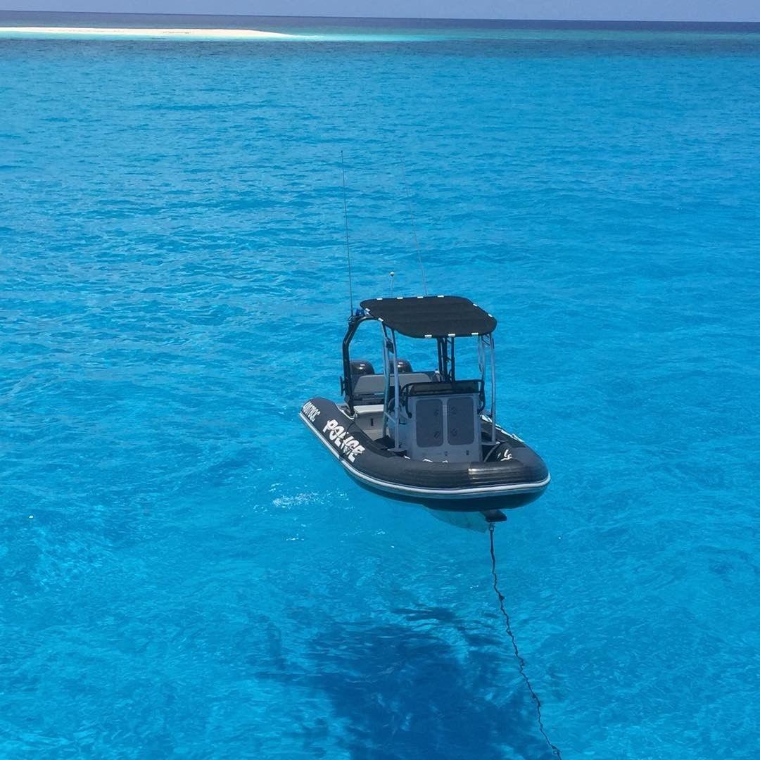 QPV Brett Irwin tender vessel tied behind the main vessel anchored at North Flinders Reef during a recent patrol. Water here is 7m deep. This photo was taken on a mobile without editing.