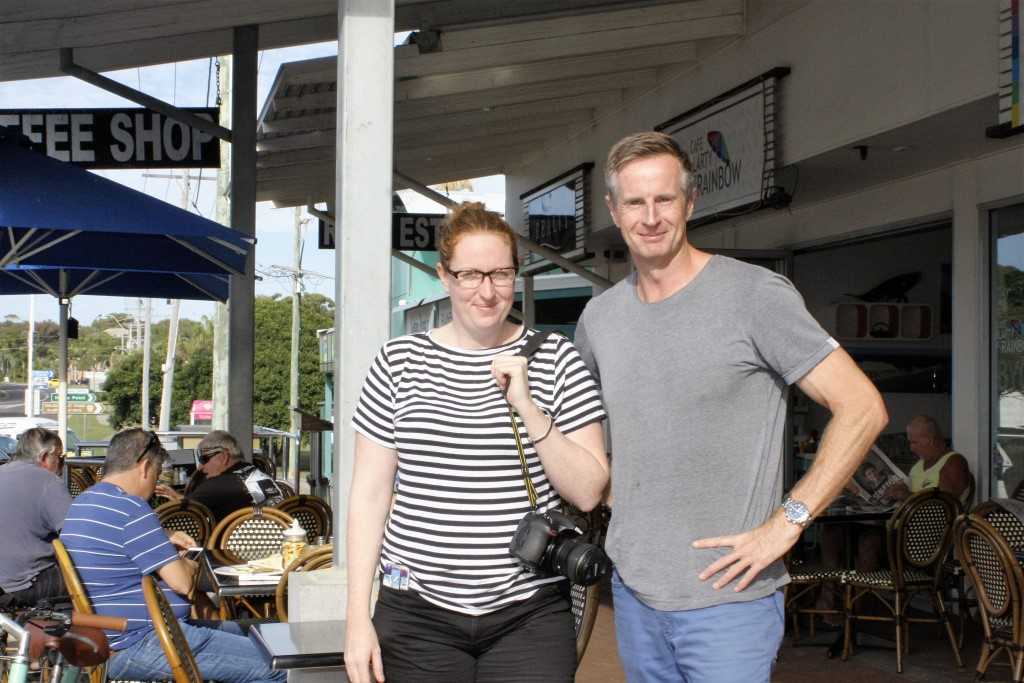 Lauren Bath and Destination Gympie Region's Andrew Saunders breakfasted at Café Jilarty's before completing their road trip of the region