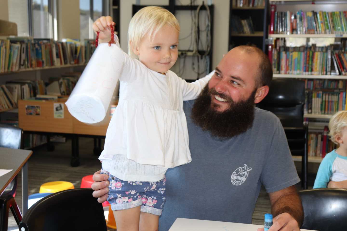 Hazel shows dad, Joe Klekar her beautiful lantern - ready for the walk!