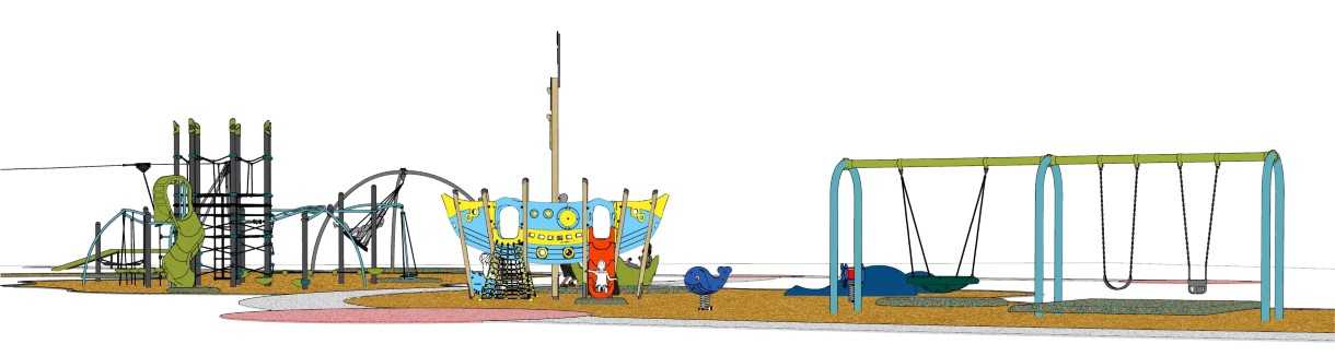 Laurie Hanson Park - The new "party park" is set to be a destination playground - shade sails and trees will also be added