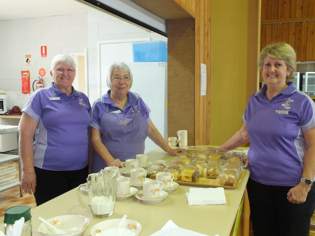 President Pam Bauer and fellow Lionesses Linda Walsh and Robyn Breen fundraising at the LAC Flower Show