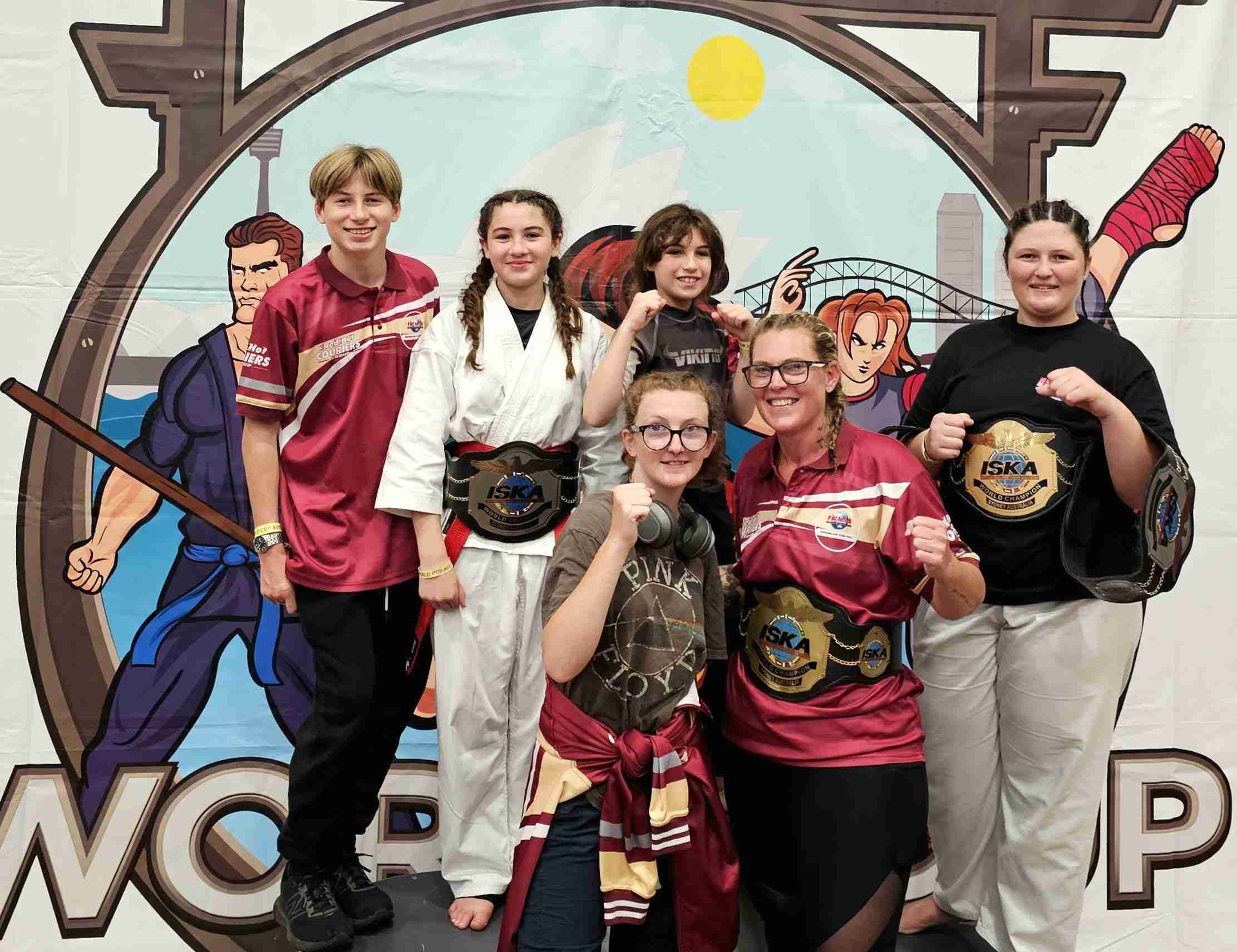World class competitors from Cooloola: (L-R) Dion Wu, Alyssa Latimore, Josephine Latimore, Billie Woodhouse-Black, Amy Woodhouse, Sky Finch-Ellis.