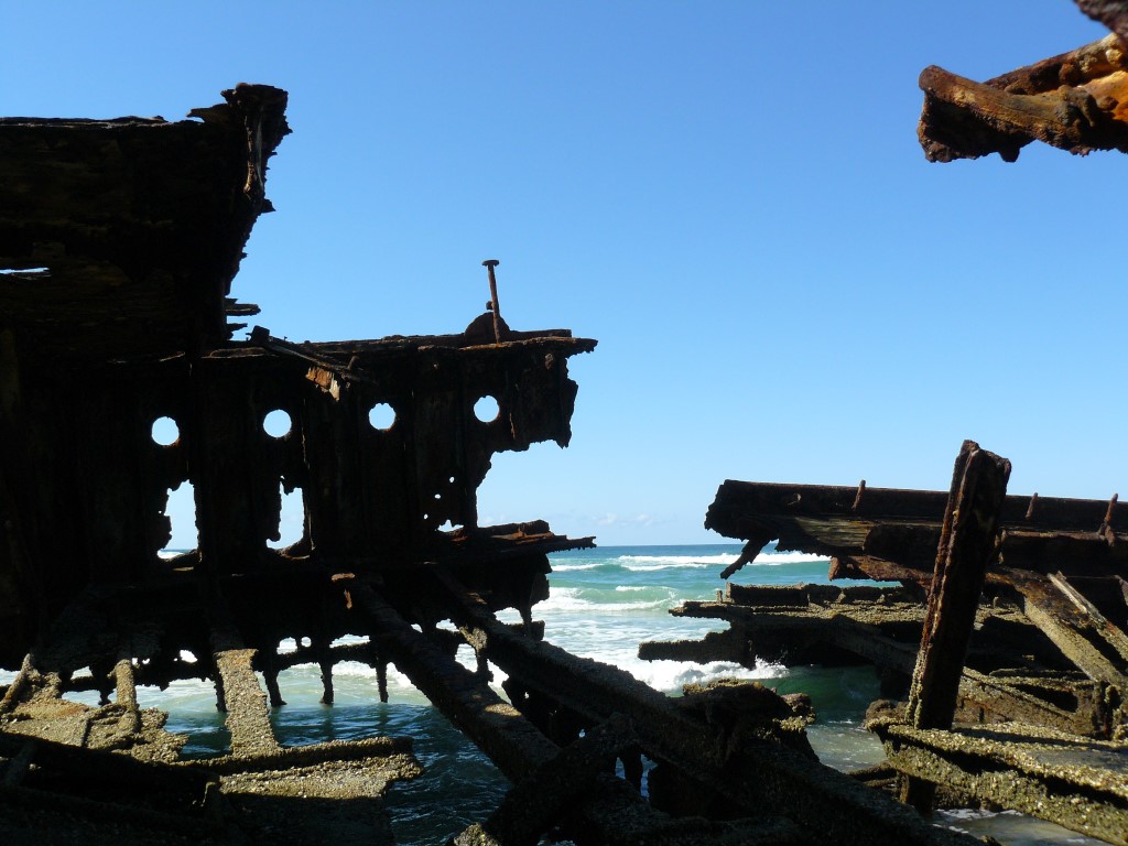 The Maheno wreck 50 years after it ran aground, a major landmark on the Fraser Island coast