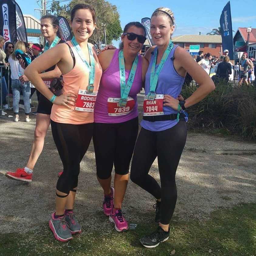 All smiles: Podiatrist, Rochelle Harling, local Tori McIlroy and friend Rhian at the Great Ocean Road Run
