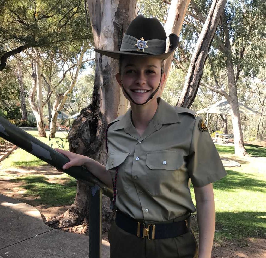 Local, Kate Gilmore, was pictured in full Army dress uniform, after Marching Out at Kapooka, Wagga Wagga