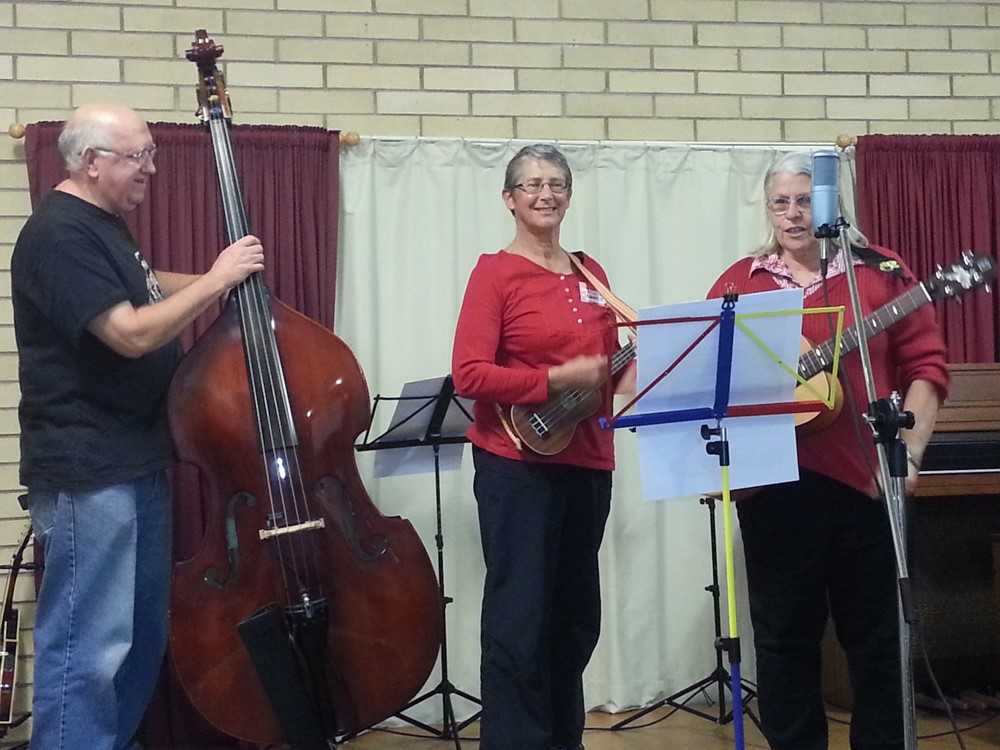 Frank Russell, Nancy Haire and Marilyn Russell perform at Music Plus Image supplied