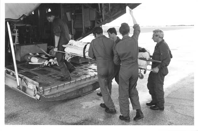 No 3 RAAF Hospital conducts Aero Medical Evacuations (AME) in both peace and war time 