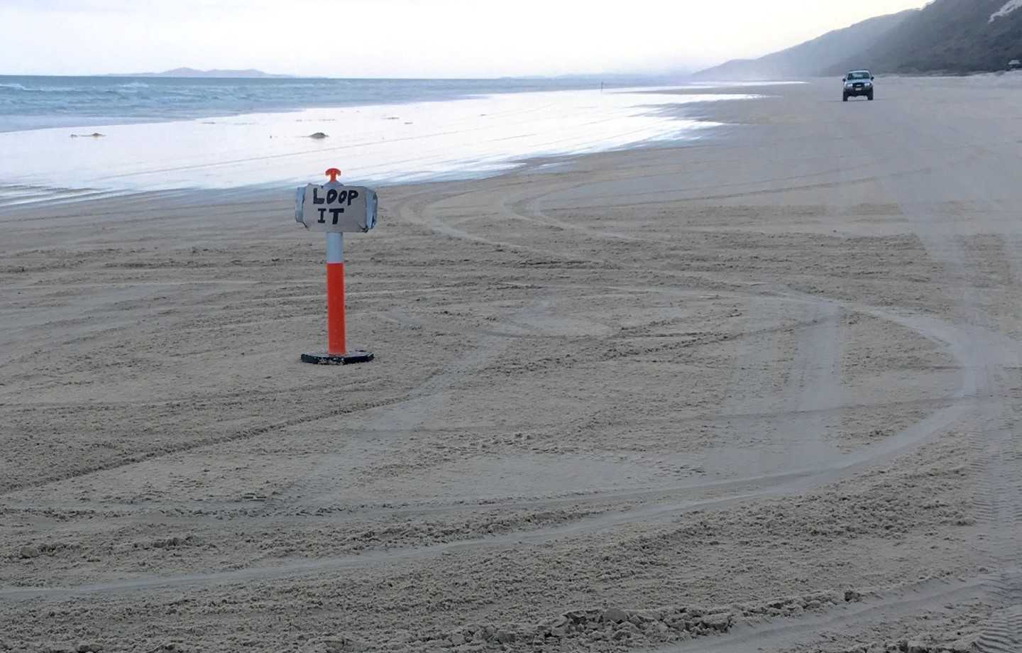 Police Beat -  hoon activity carved into the sand for all to see