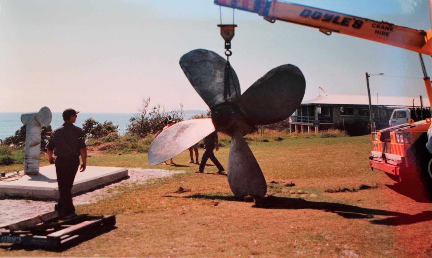 After Vince Clayton, Simon Bigelow and Adrian Patterson restored her to her former glory, a crane lifts the prop into place