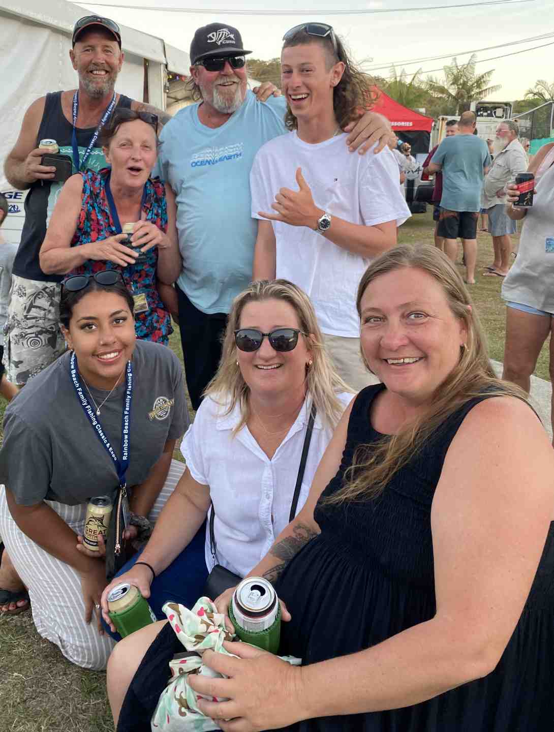 Raninbow Beach Fishing Classic - Locals Cameron Betteridge, Anna Gremmel, Simon Emms, Tom Head and Jaz Dowling, Tamara Emms and Cherie Betteridge don’t realise what a good comp it will be - as Tom took home a boat in the cadet prize draw! 