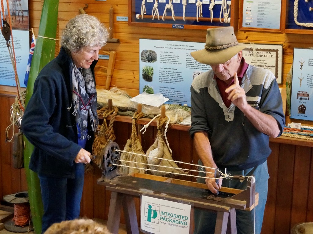 Margaret Johnstone with ropemaker Brian Taylor 