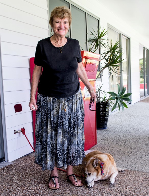 Margaret and Col’s dog Rusty in Rusty’s favourite place