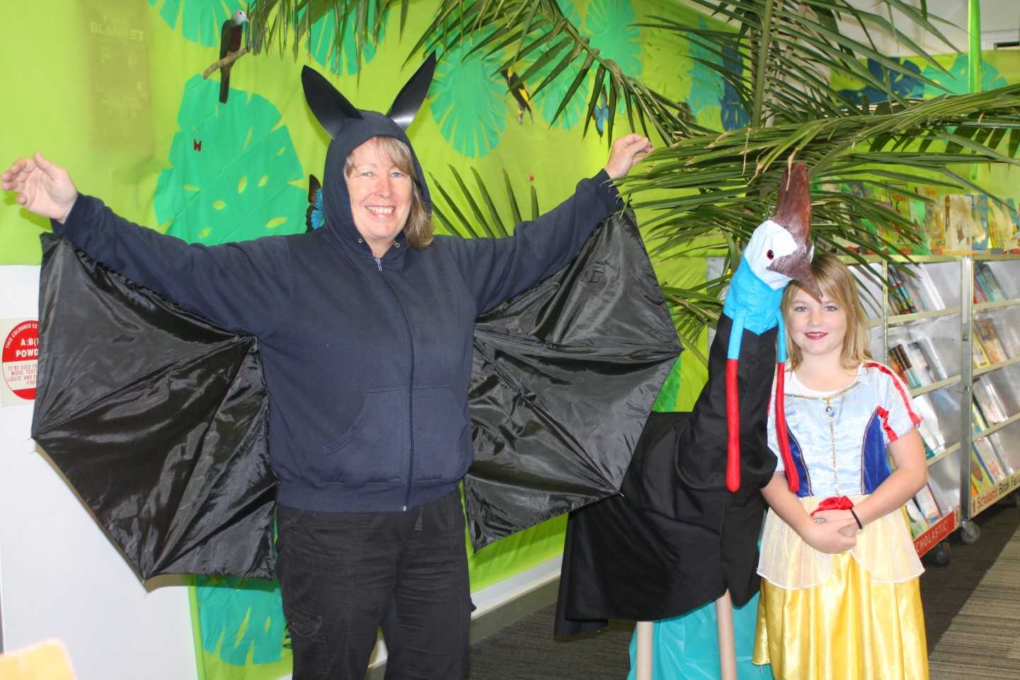 Mrs Theresa Dargusch or "Batty" from Fern Tree Gully, created a Reading Rainforest at RBSS Library - with a snake "Snow White