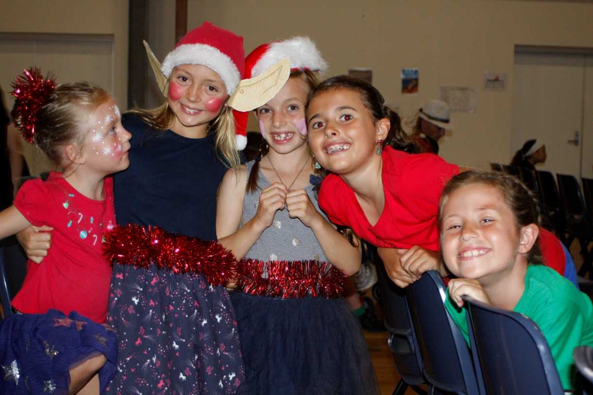Audrey and Tabitha, Ruby, Tia and Ella were dressed up for Christmas