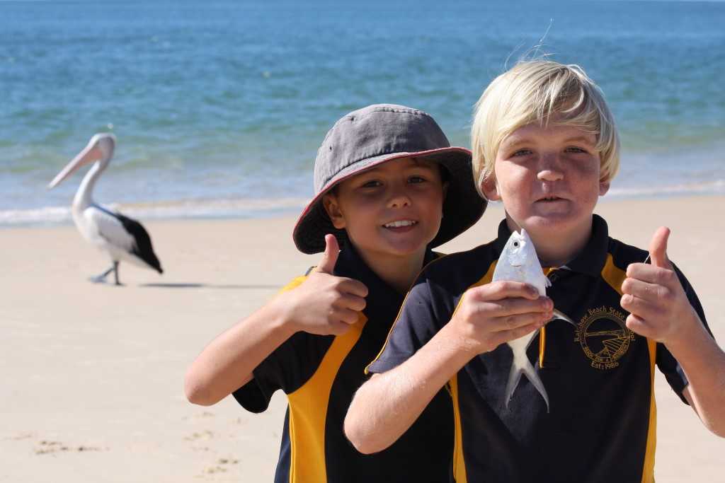Jacob and Seth were hiding this catch from the pelican before they returned him to the ocean