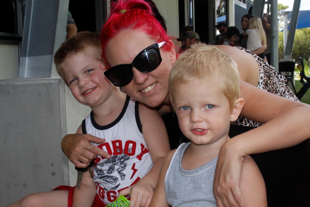 Family time at the school Christmas concert: Braxton and Kodey Schmerse with Lucie Tansley