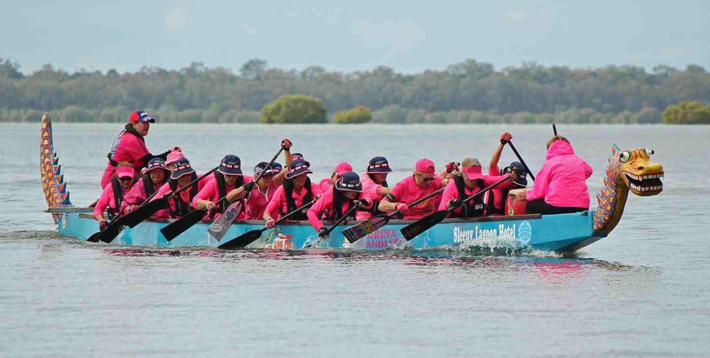The Tin Can Bay Dragon Boat Team at the Sleepy Lagoon Regatta, Tin Can Bay