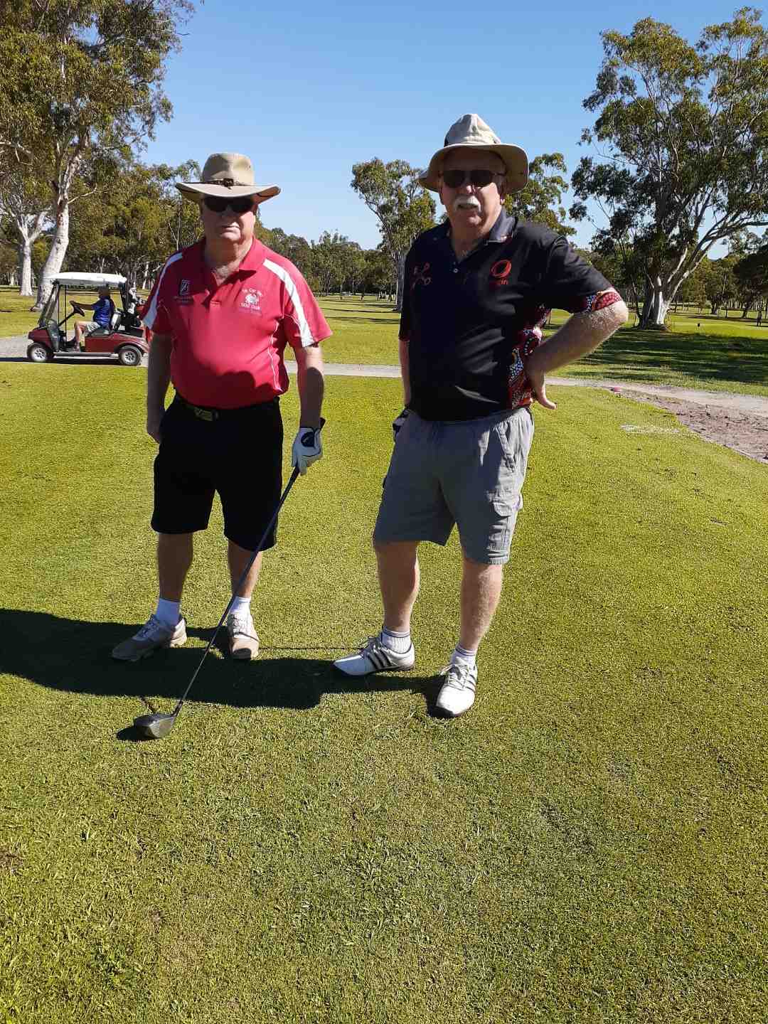 Rainbow Beach Resident, Barry Hudson, and Lindsay Cullen prepare for 4BBB Stroke Championships