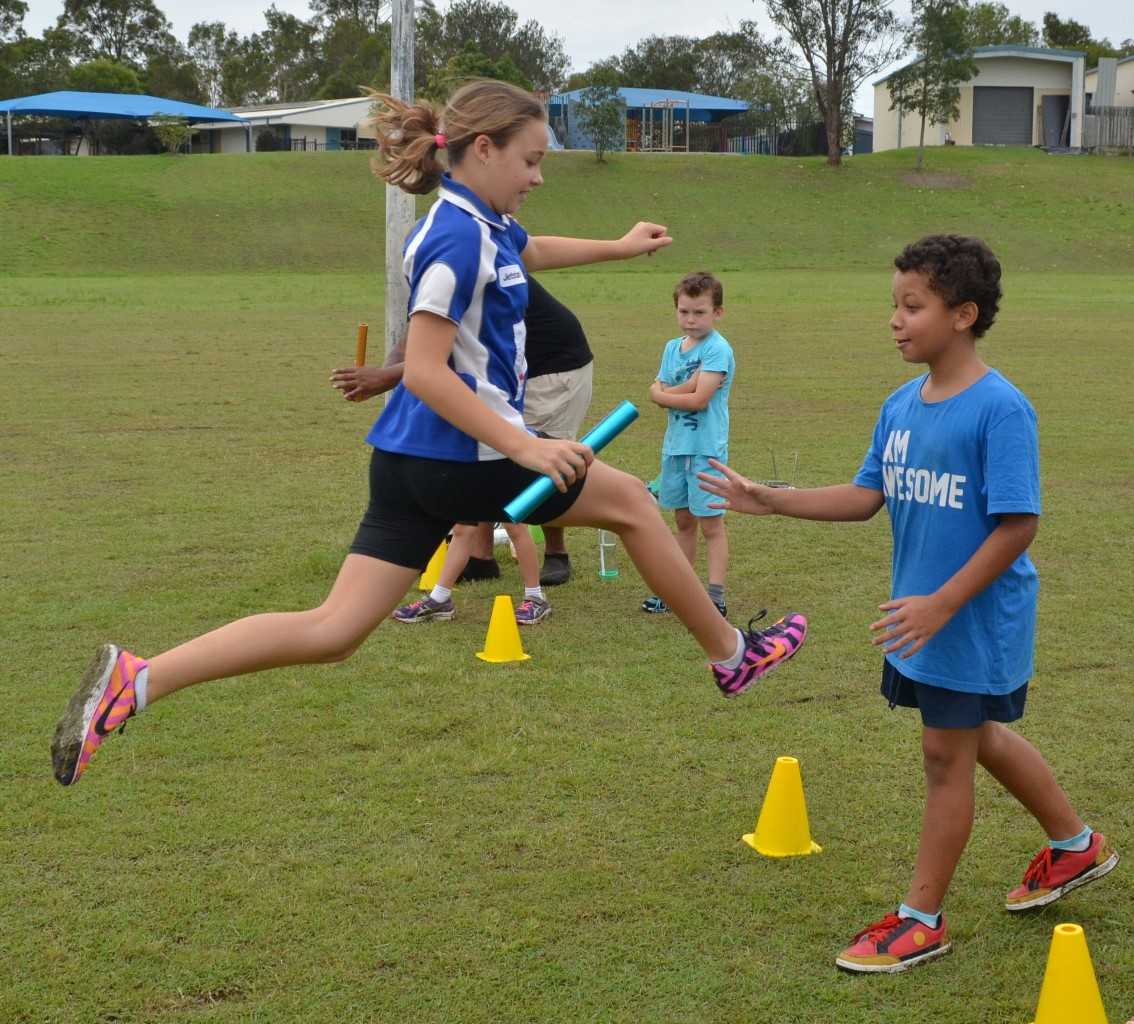 Anjelica makes a flying relay pass