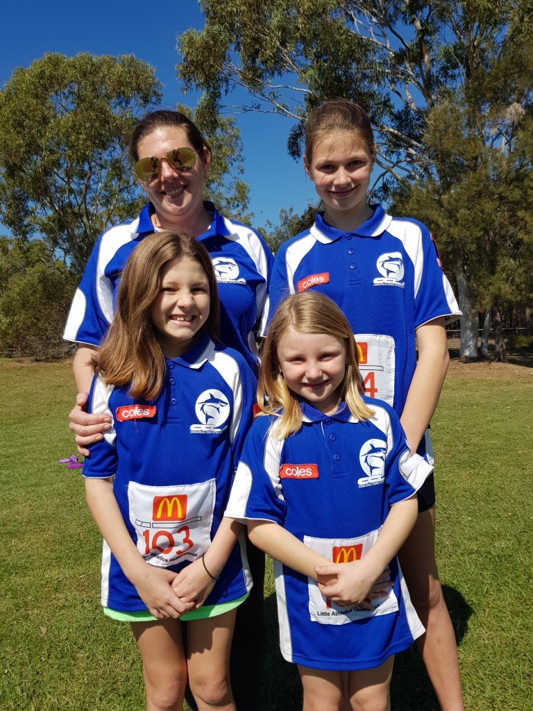Janae, Jamie-Lee and Maddison Katon with Mum Renee are just one family that love the fun and fitness of Little Athletics
